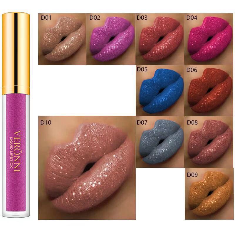 VERONNI Sip Glitter Flip Matte Pearlescent Lip Gloss Non-stick Cup Diamond Lip Gloss Wish