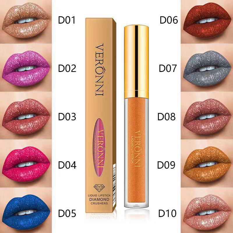 VERONNI Sip Glitter Flip Matte Pearlescent Lip Gloss Non-stick Cup Diamond Lip Gloss Wish