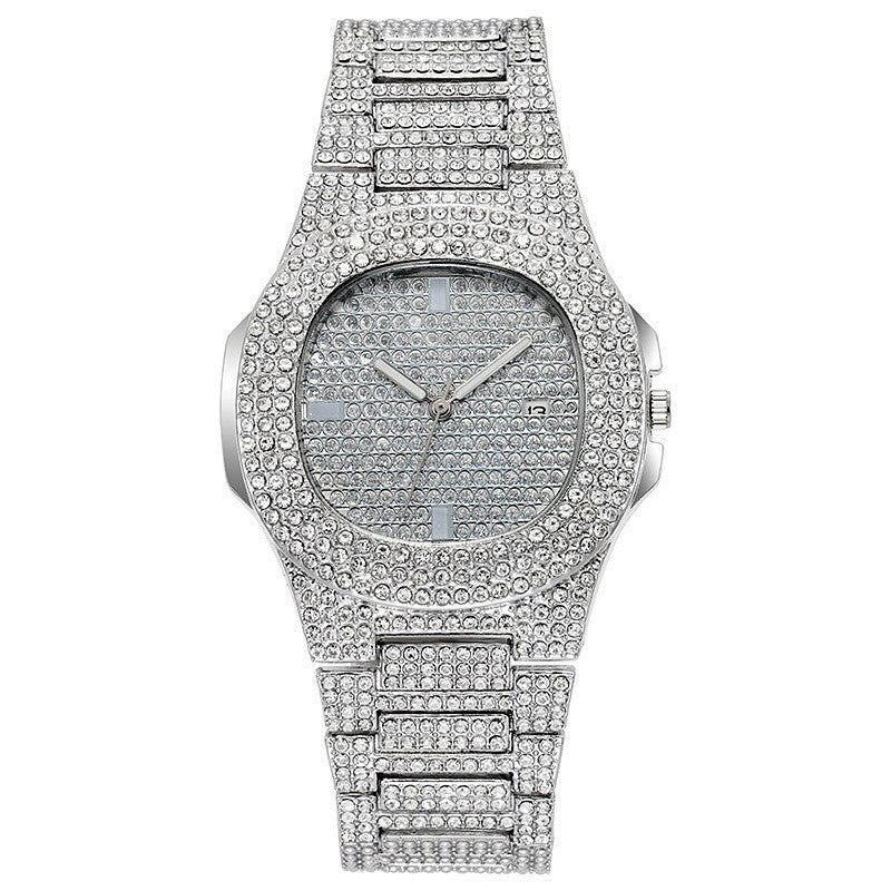 Best Selling New Men&#039;s Luxury Full Diamond Hip-hop Business Diamond Star Watch Quartz Watch
