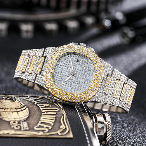 Best Selling New Men&#039;s Luxury Full Diamond Hip-hop Business Diamond Star Watch Quartz Watch