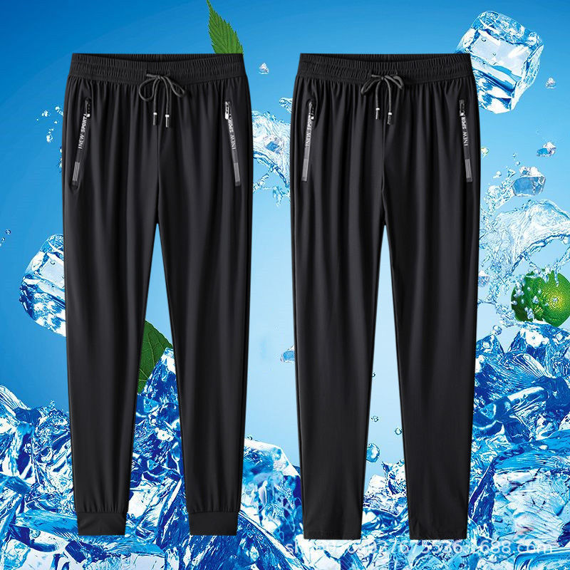 Summer Ultra-thin High-grade Drapy Ice Silk Pants Stretch Trousers Men&#039;s Summer Essential Thin Quick-drying Breathable Plus Size Men&#039;s Pants