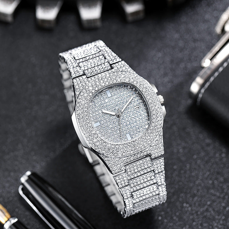 Best Selling New Men&#039;s Luxury Full Diamond Hip-hop Business Diamond Star Watch Quartz Watch