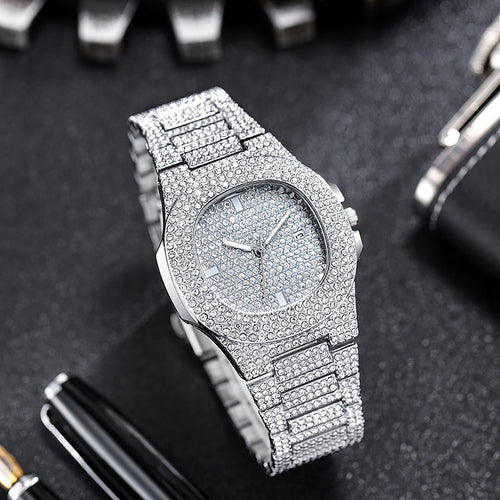 Best Selling New Men&#039;s Luxury Full Diamond Hip-hop Business Diamond Star Watch Quartz Watch