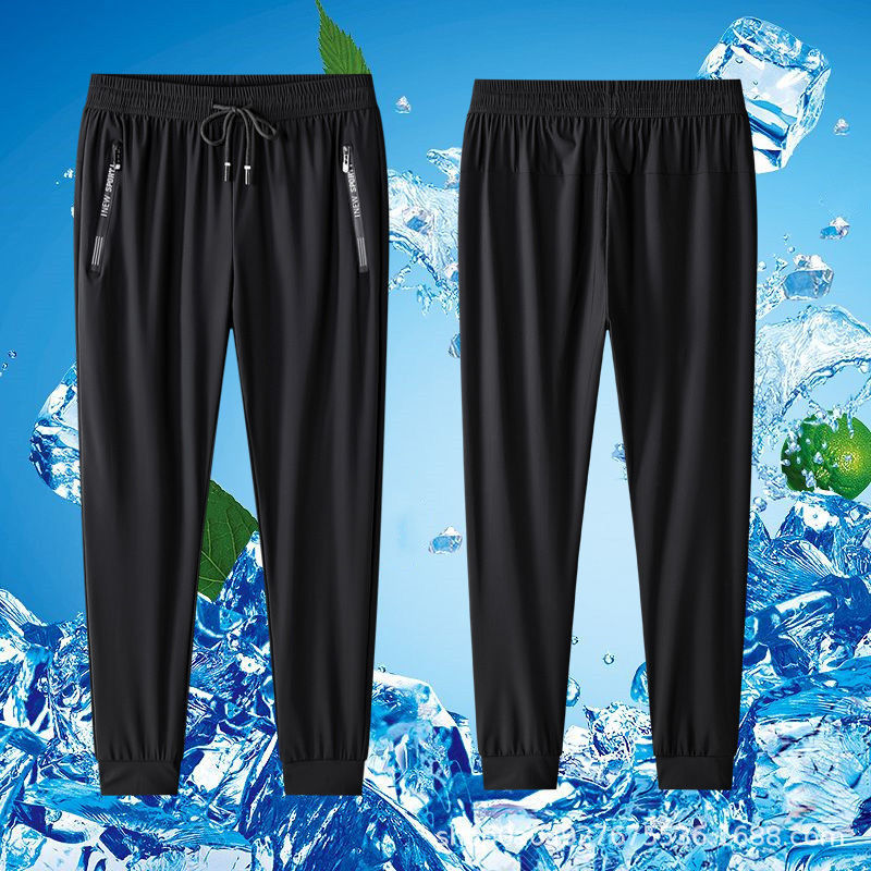 Summer Ultra-thin High-grade Drapy Ice Silk Pants Stretch Trousers Men&#039;s Summer Essential Thin Quick-drying Breathable Plus Size Men&#039;s Pants