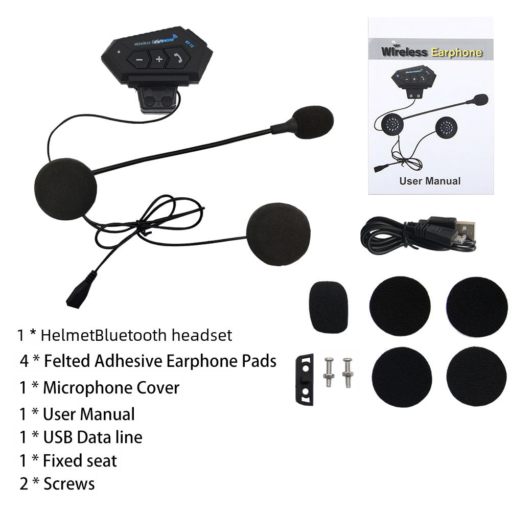 Hot Selling Motorcycle Helmet Wireless Bluetooth Headset Hands-free Phone Call Intercom Music Player